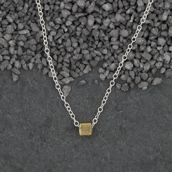 Zina Kao Exclusives Necklace: Itty Bitty Square, Gold with Silver Chain