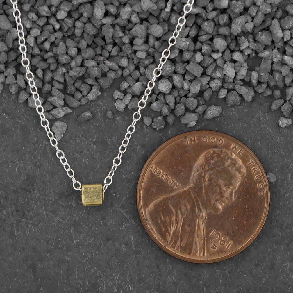 Zina Kao Exclusives Necklace: Itty Bitty Square, Gold with Silver Chain