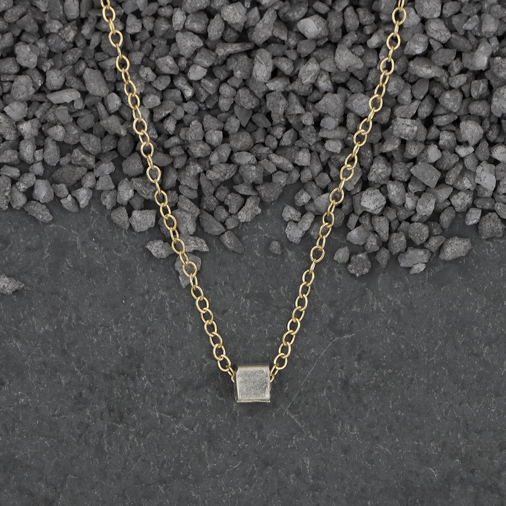 Zina Kao Exclusives Necklace: Itty Bitty Square, Silver with Gold Chain