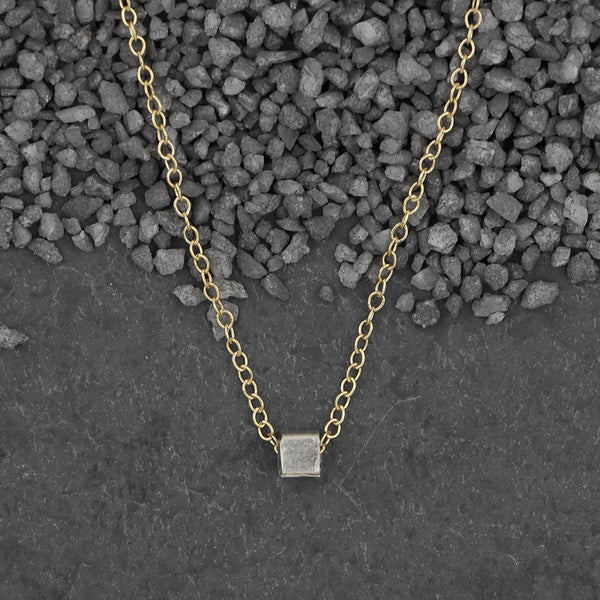 Zina Kao Exclusives Necklace: Itty Bitty Square, Silver with Gold Chain