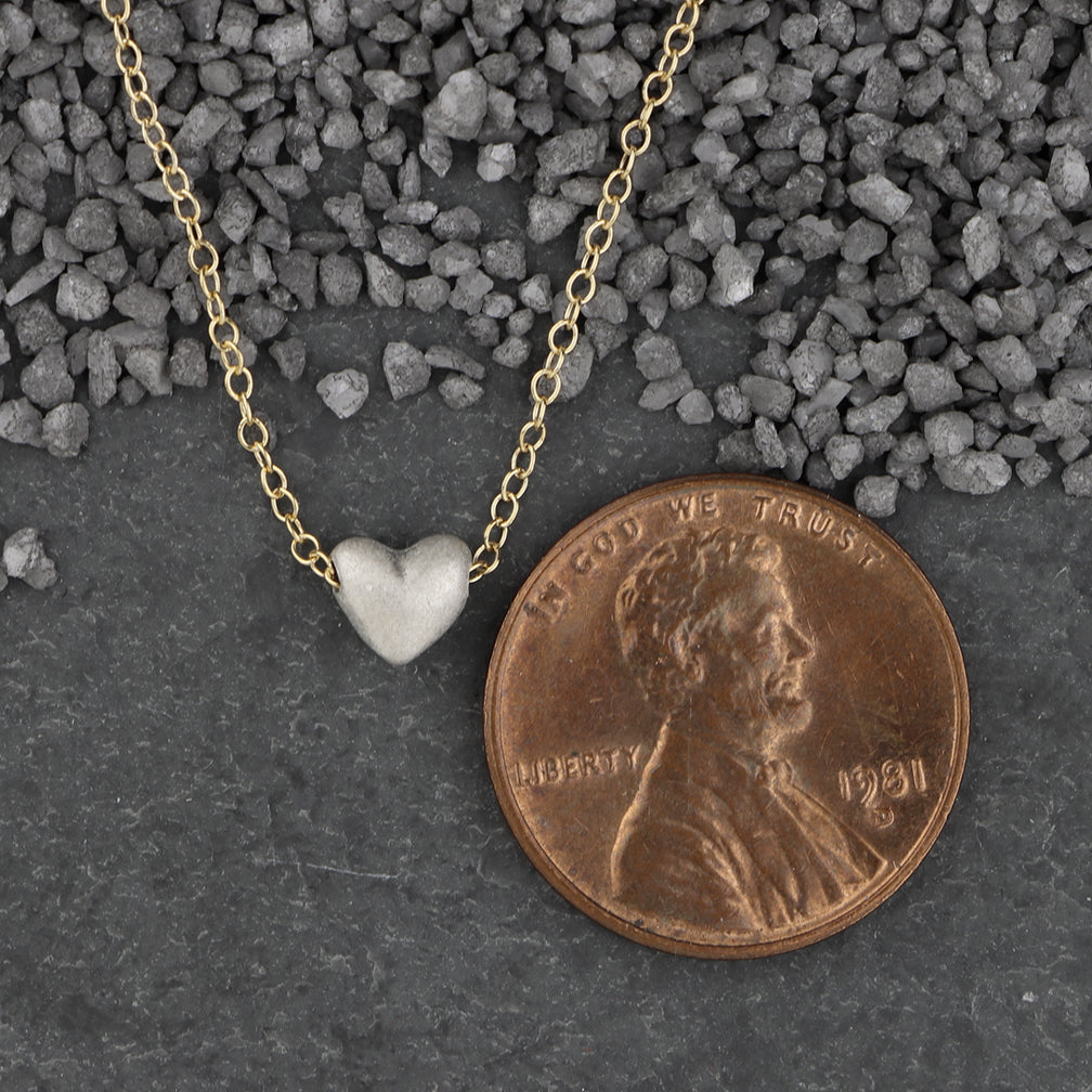 Zina Kao Exclusives Necklace: Baby Heart, Silver with Gold Chain