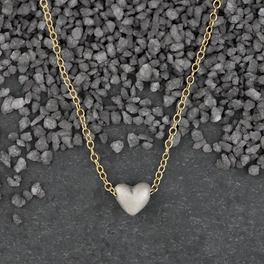 Zina Kao Exclusives Necklace: Baby Heart, Silver with Gold Chain