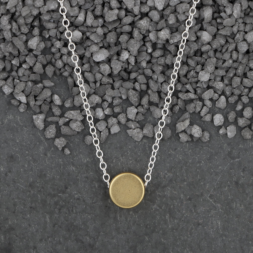 Zina Kao Exclusives Necklace: Plated Mini Slider Disc, Gold with Silver Chain