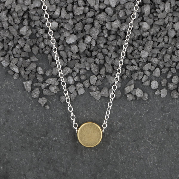 Zina Kao Exclusives Necklace: Plated Mini Slider Disc, Gold with Silver Chain