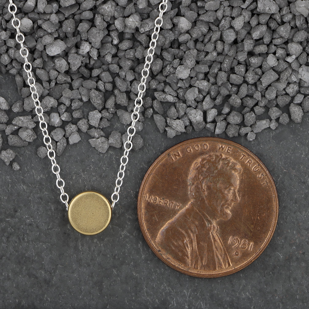 Zina Kao Exclusives Necklace: Plated Mini Slider Disc, Gold with Silver Chain