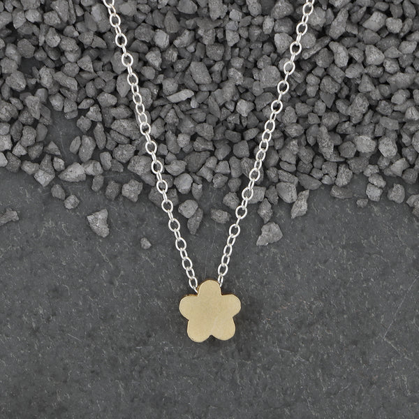Zina Kao Exclusives Necklace: Plated Mini Slider Flower, Gold with Silver Chain