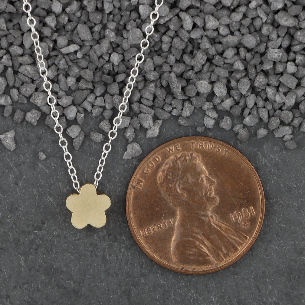 Zina Kao Exclusives Necklace: Plated Mini Slider Flower, Gold with Silver Chain
