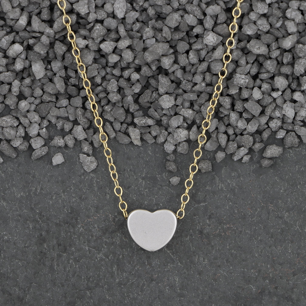 Zina Kao Exclusives Necklace: Plated Mini Slider Heart, Silver with Gold Chain