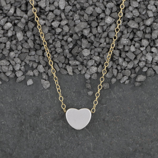 Zina Kao Exclusives Necklace: Plated Mini Slider Heart, Silver with Gold Chain