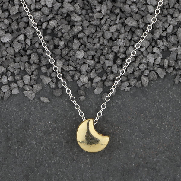 Zina Kao Exclusives Necklace: Plated Mini Slider Crescent Moon, Gold with Silver Chain