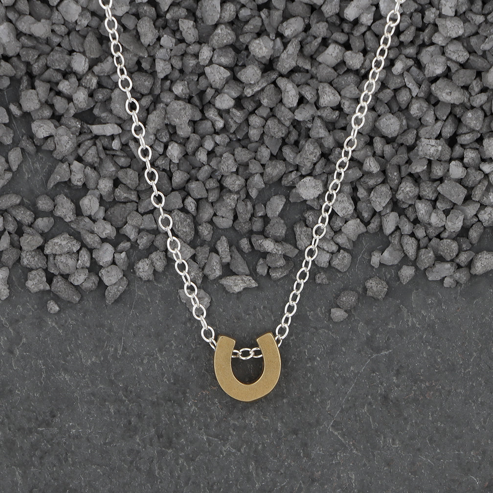 Zina Kao Exclusives Necklace: Plated Mini Slider Horseshoe, Gold with Silver Chain