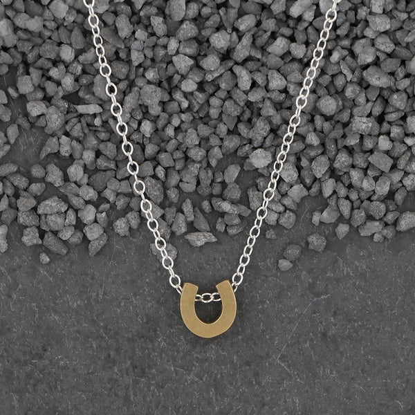 Zina Kao Exclusives Necklace: Plated Mini Slider Horseshoe, Gold with Silver Chain