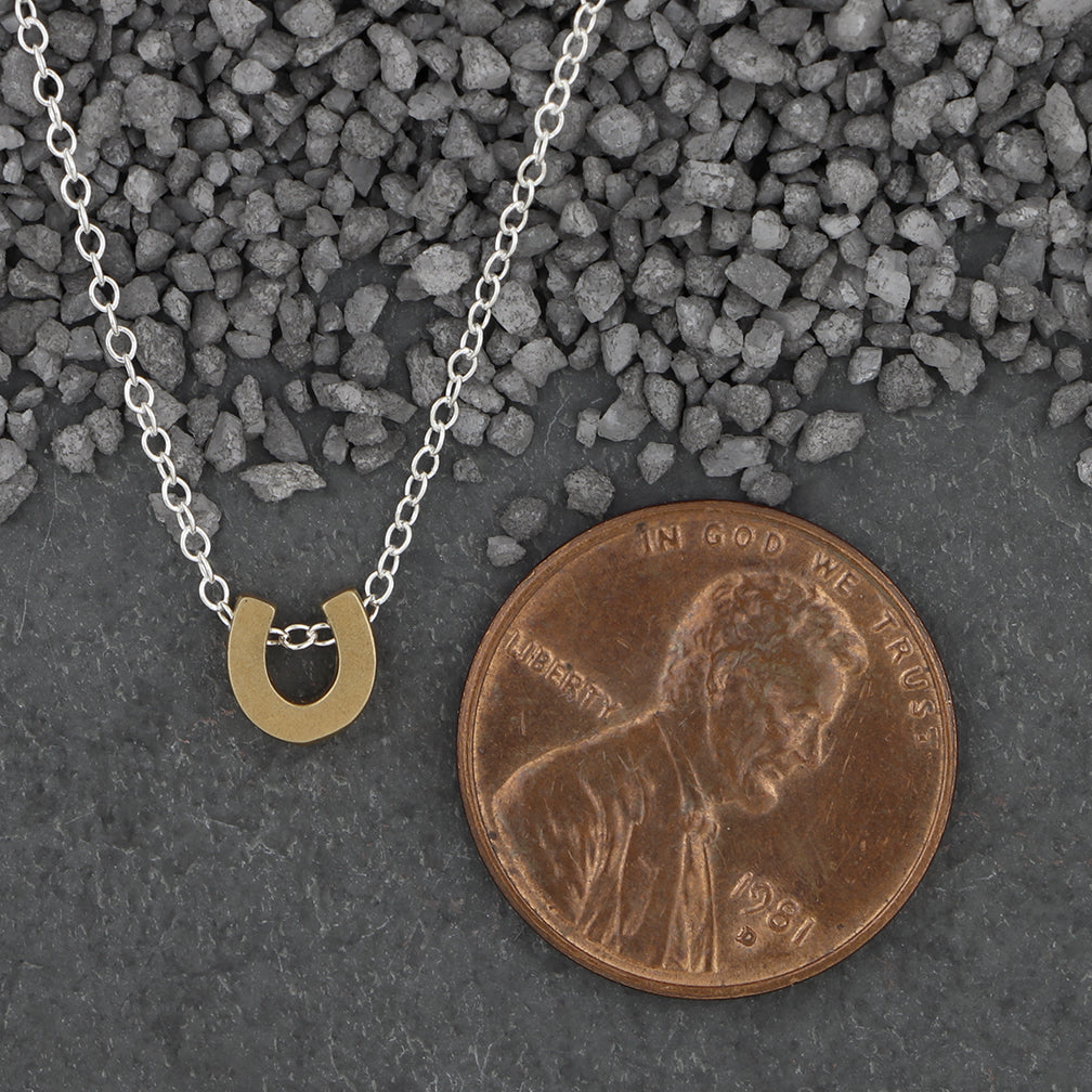 Zina Kao Exclusives Necklace: Plated Mini Slider Horseshoe, Gold with Silver Chain