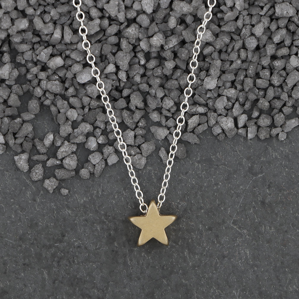 Zina Kao Exclusives Necklace: Plated Mini Slider Star, Gold with Silver Chain