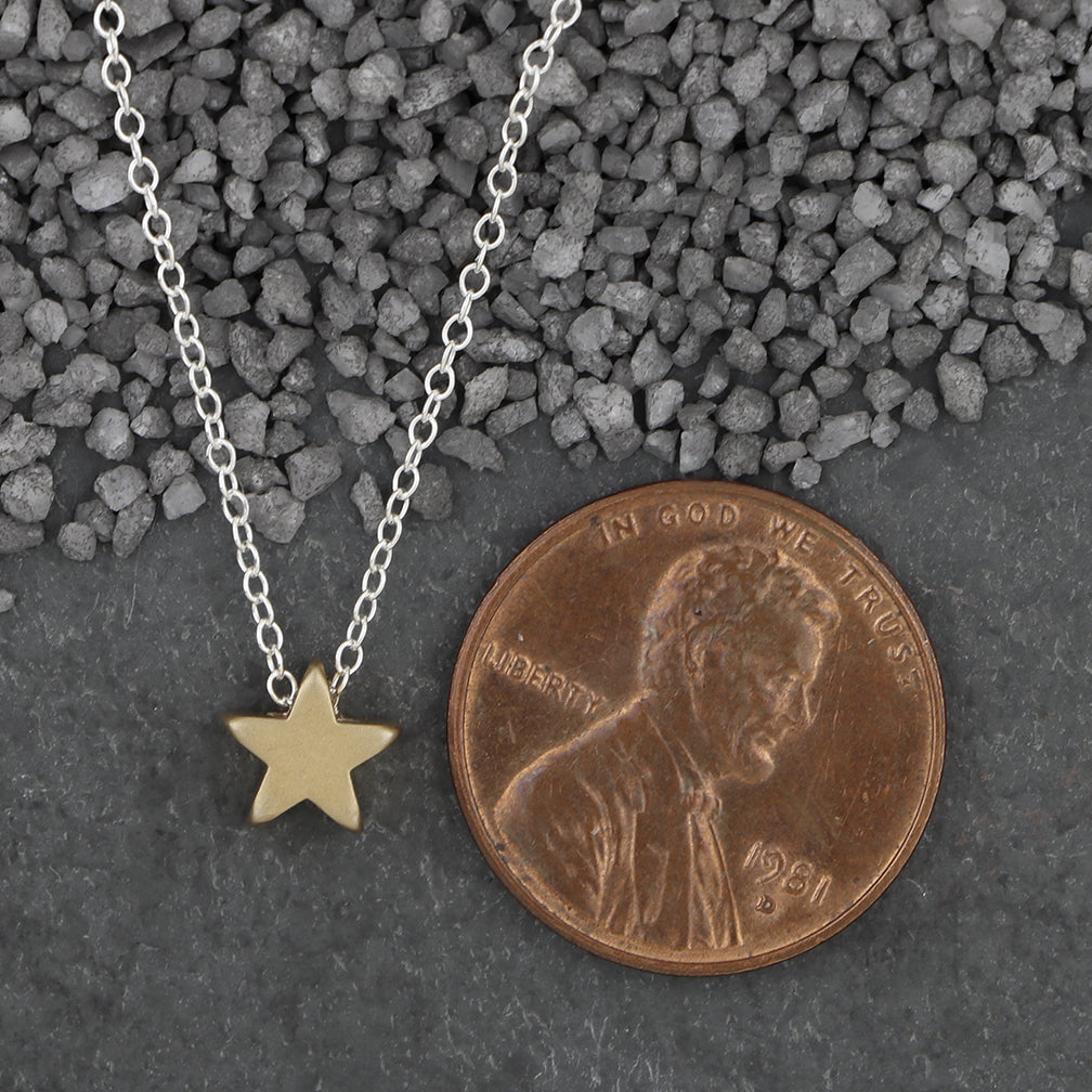 Zina Kao Exclusives Necklace: Plated Mini Slider Star, Gold with Silver Chain