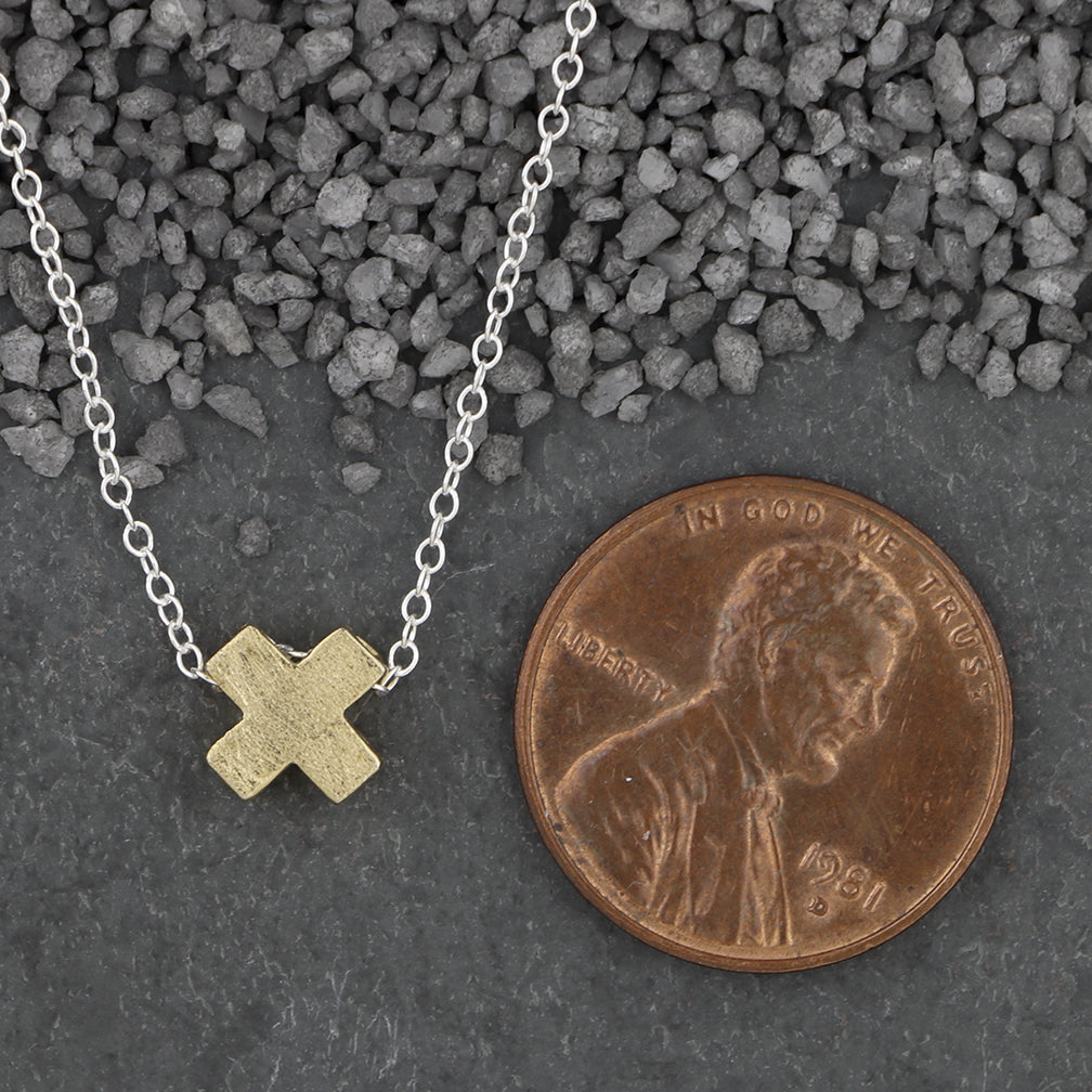 Zina Kao Exclusives Necklace: Plated Mini Slider X, Gold with Silver Chain