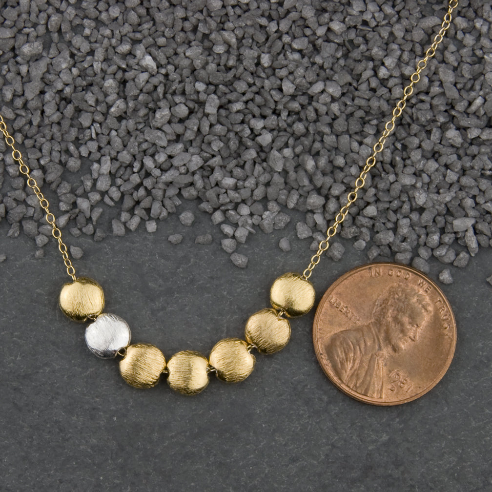 Zina Kao Exclusives Necklace: Seven Microcoins, Mostly Gold