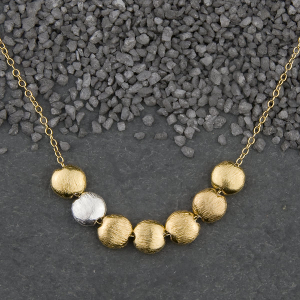 Zina Kao Exclusives Necklace: Seven Microcoins, Mostly Gold