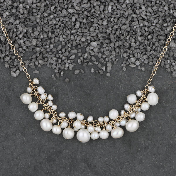 Zina Kao Exclusives Necklace: Mini Pearl Bib, Gold