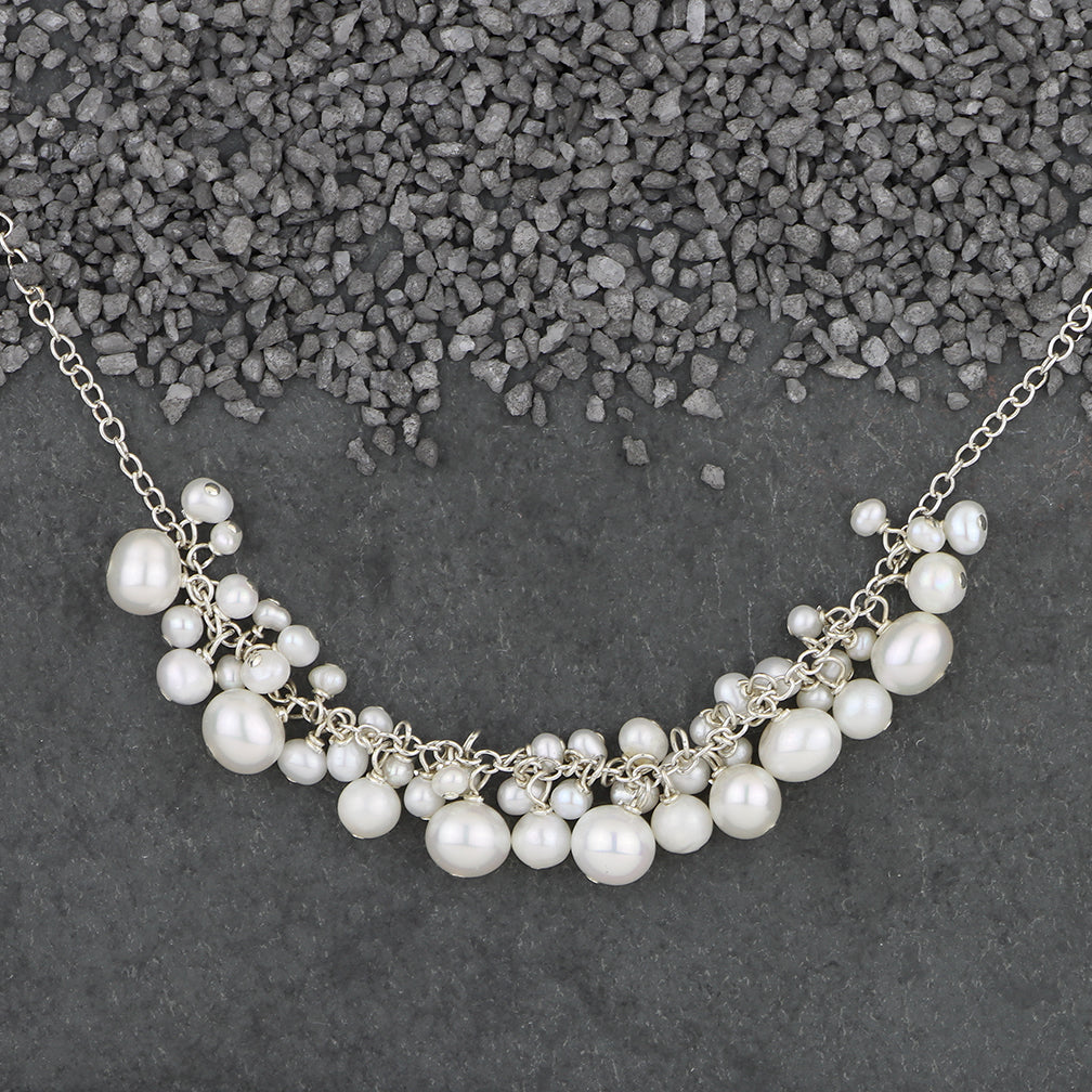 Zina Kao Exclusives Necklace: Mini Pearl Bib, Silver