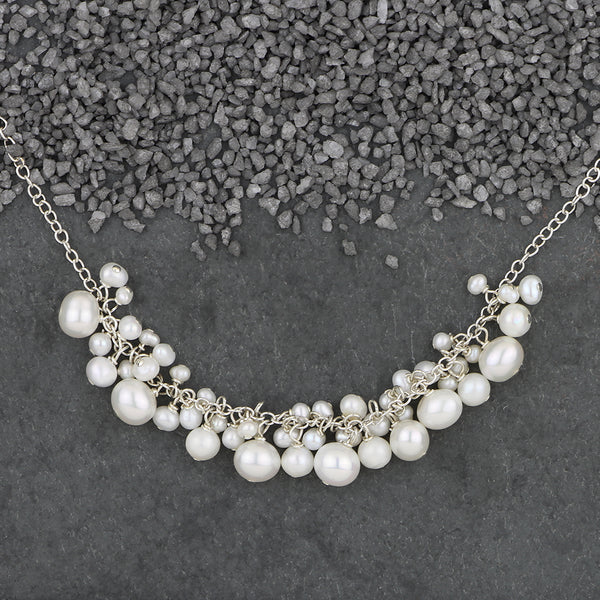 Zina Kao Exclusives Necklace: Mini Pearl Bib, Silver