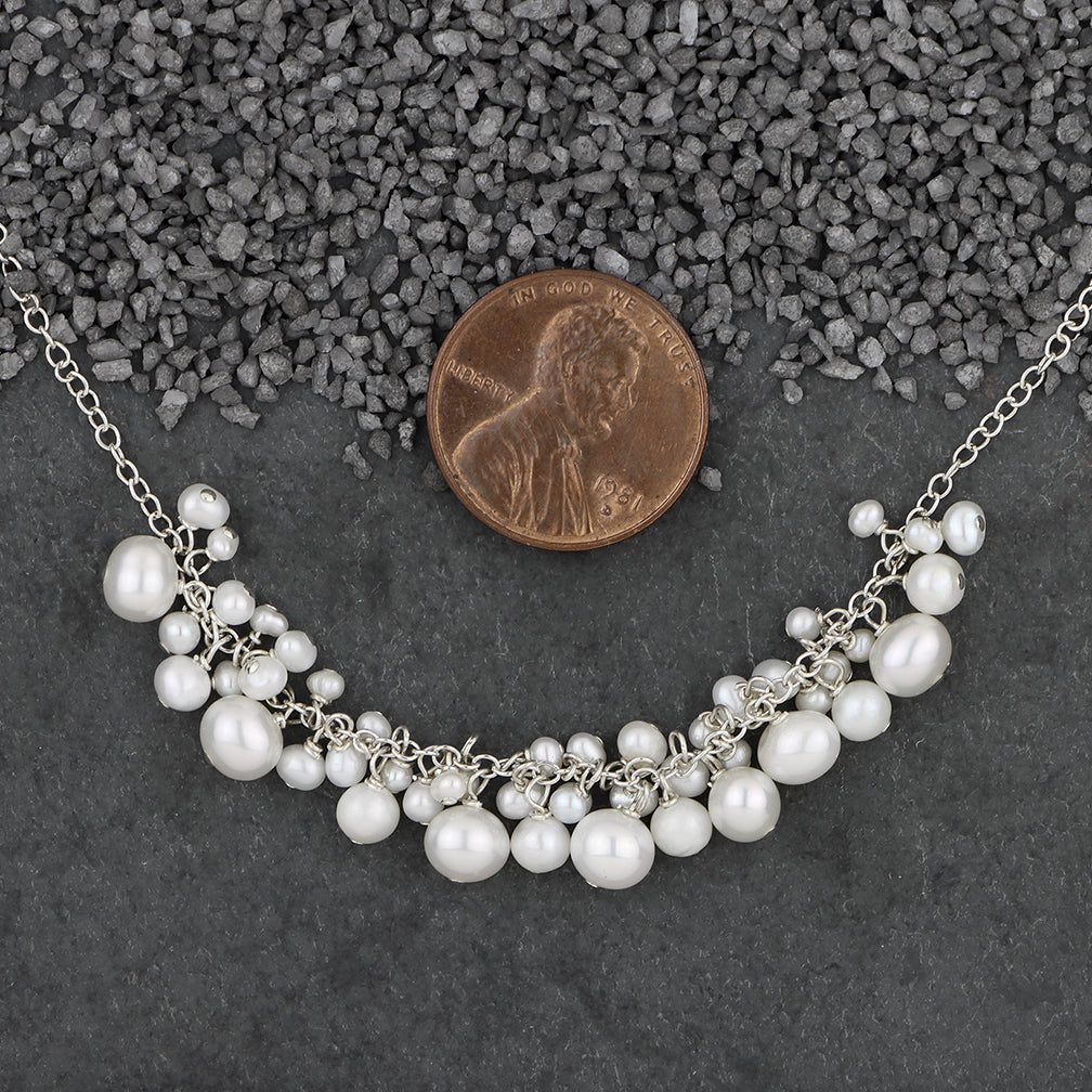 Zina Kao Exclusives Necklace: Mini Pearl Bib, Silver