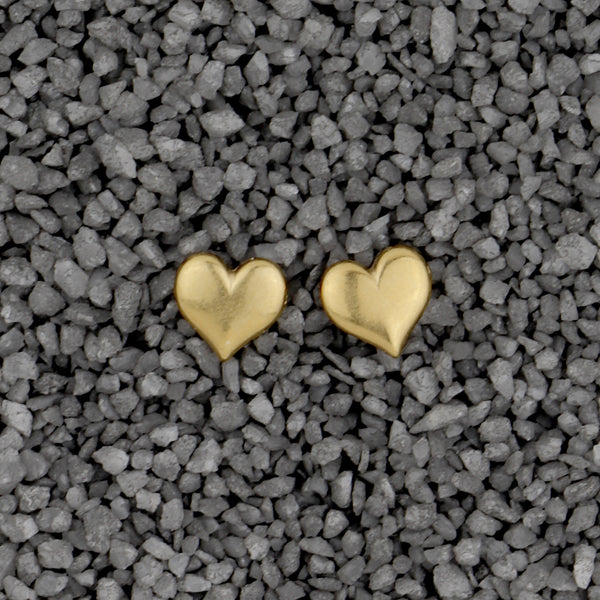 Zina Kao Exclusives Post Earrings: Tiny Puff Heart, Gold