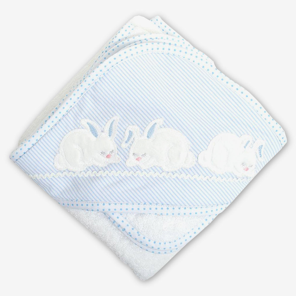 3 Marthas: Hooded Towel & Washcloth Set: Blue Bunny