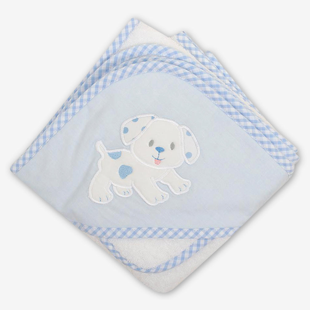 3 Marthas: Hooded Towel & Washcloth Set: Blue Puppy