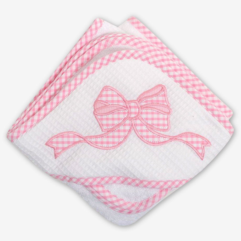 3 Marthas: Hooded Towel & Washcloth Set: Pink Bow