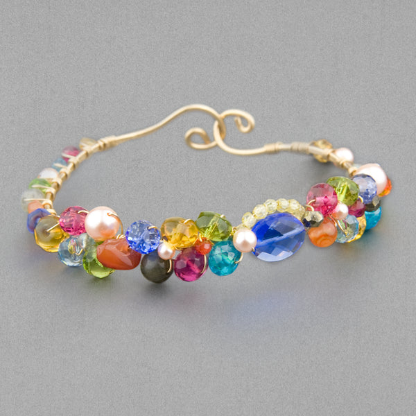 Anna Balkan Bracelet: Signature Sheppard’s Hook, Gold with Blue Quartz