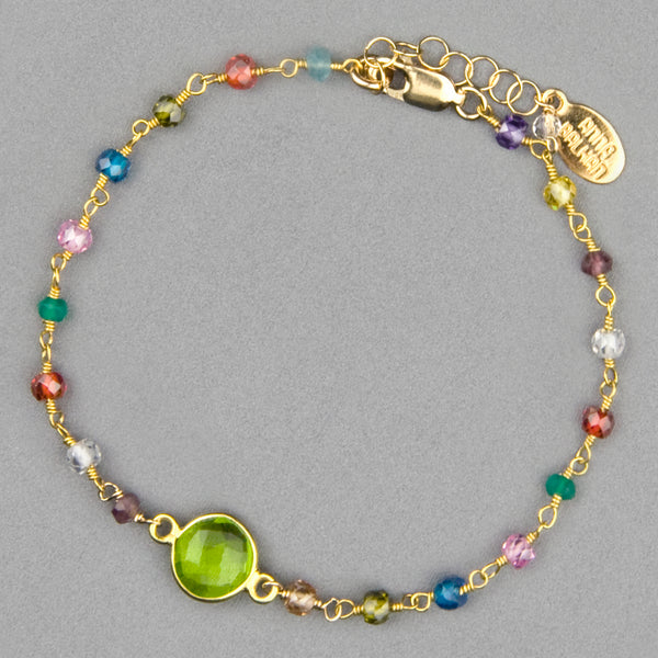 Anna Balkan Bracelet: Cara Multigem, Gold with Peridot