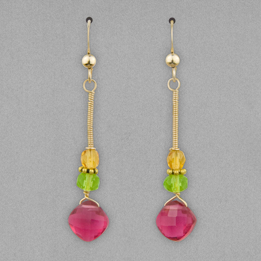 Anna Balkan Earrings: Eve Classic, Gold with Ruby Quartz