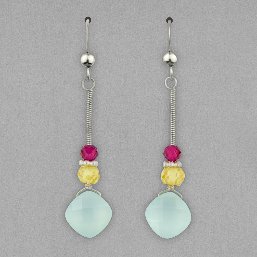Anna Balkan Earrings: Eve Classic, Silver with Chalcedony
