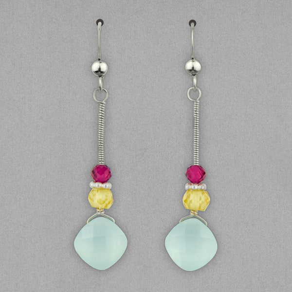 Anna Balkan Earrings: Eve Classic, Silver with Chalcedony