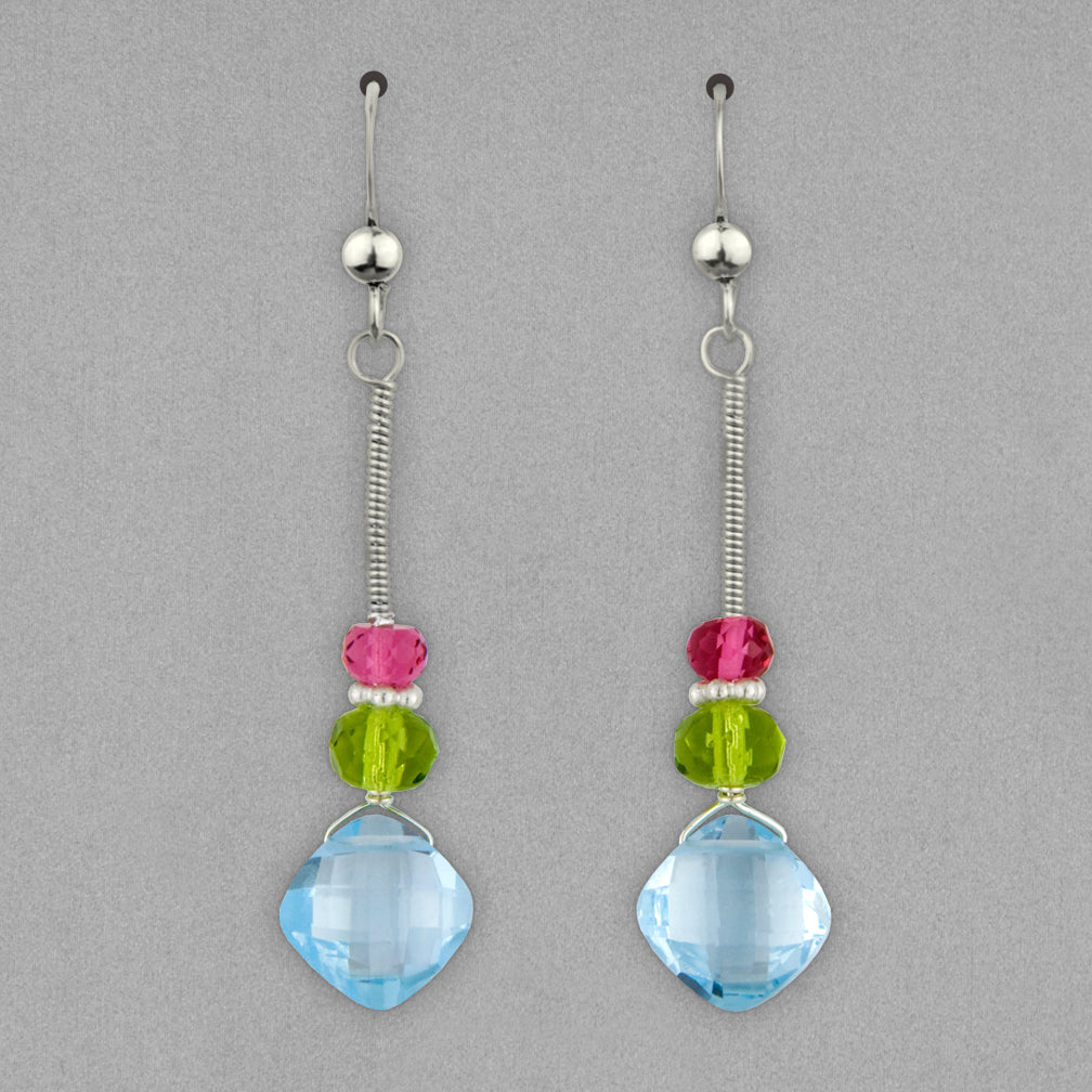 Anna Balkan Earrings: Eve Classic, Silver with Blue Topaz