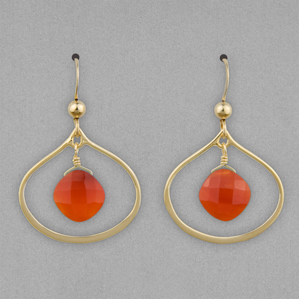 Anna Balkan Earrings: Nina Petal, Gold with Carnelian