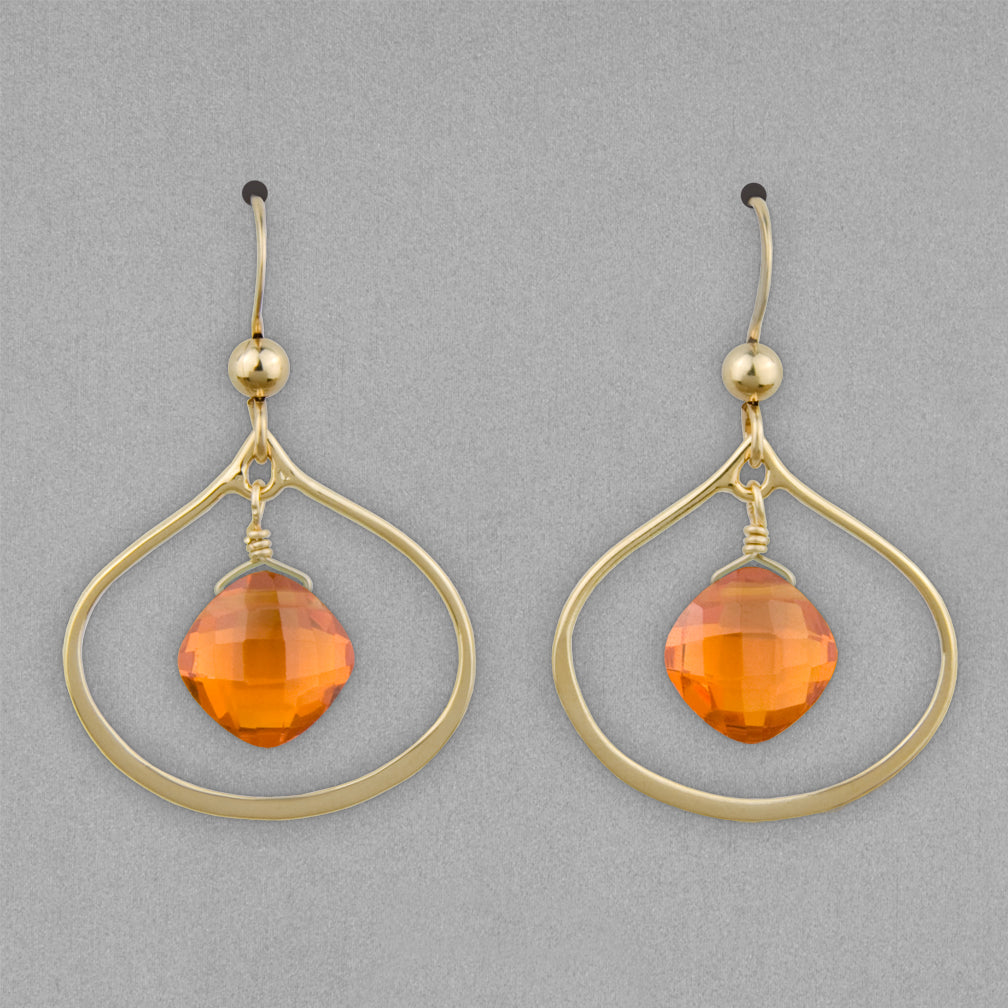Anna Balkan Earrings: Nina Petal, Gold with Orange
