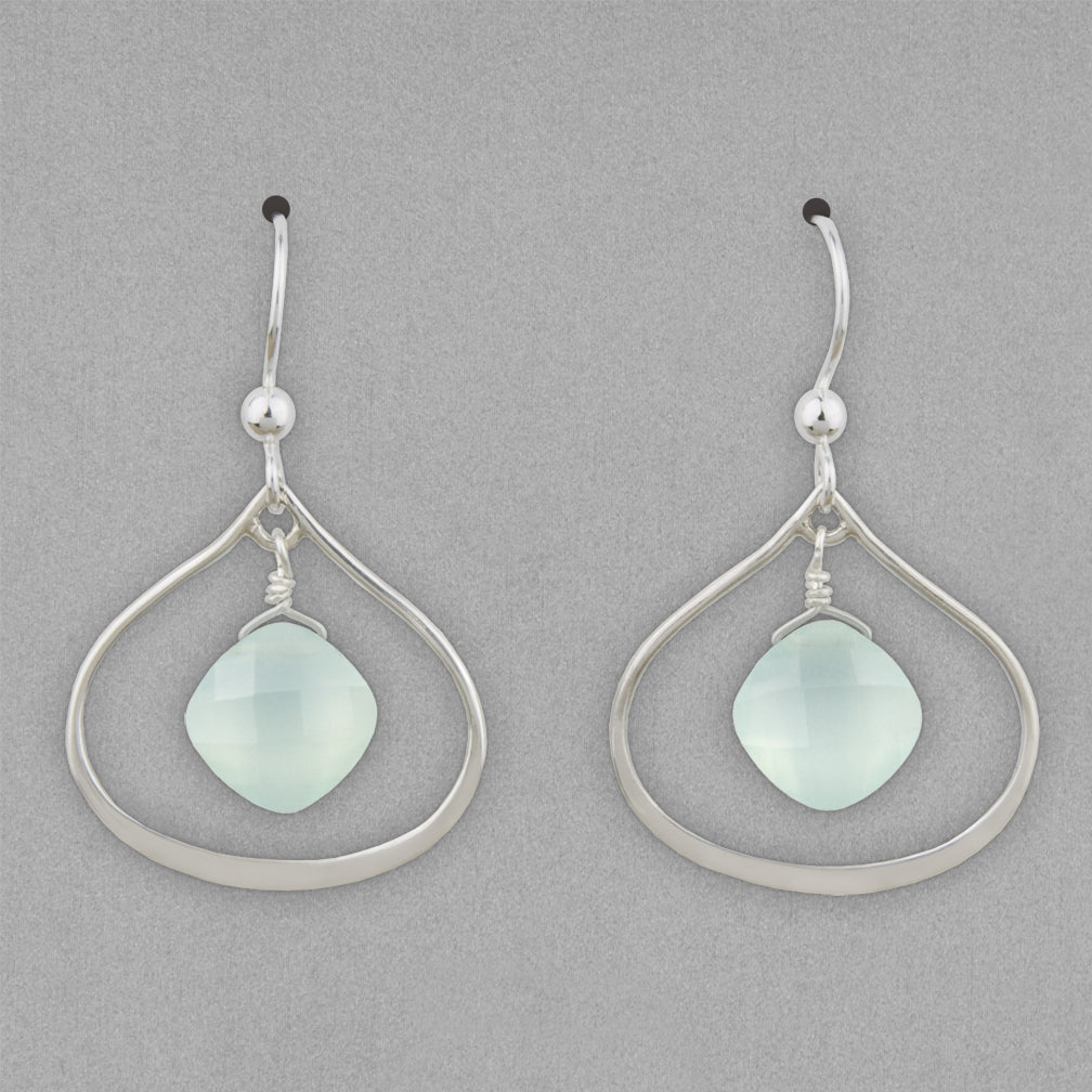 Anna Balkan Earrings: Nina Petal, Silver with Chalcedony