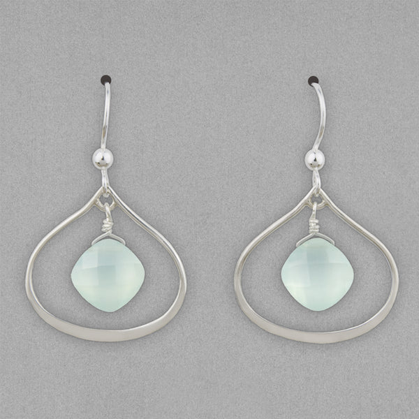 Anna Balkan Earrings: Nina Petal, Silver with Chalcedony