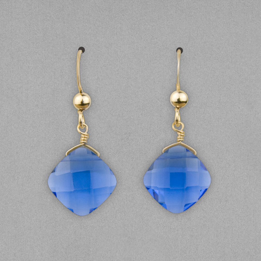 Anna Balkan Earrings: Kylie Fun, Gold with Blue Quartz