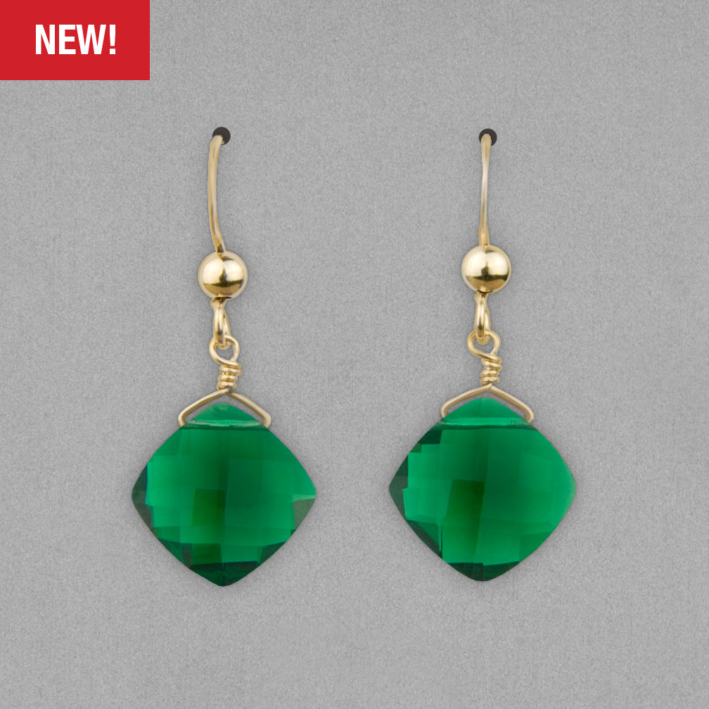Anna Balkan Earrings: Kylie Fun, Gold with Emerald Quartz