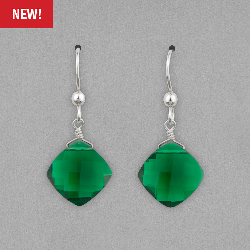 Anna Balkan Earrings: Kylie Fun, Silver with Emerald Quartz