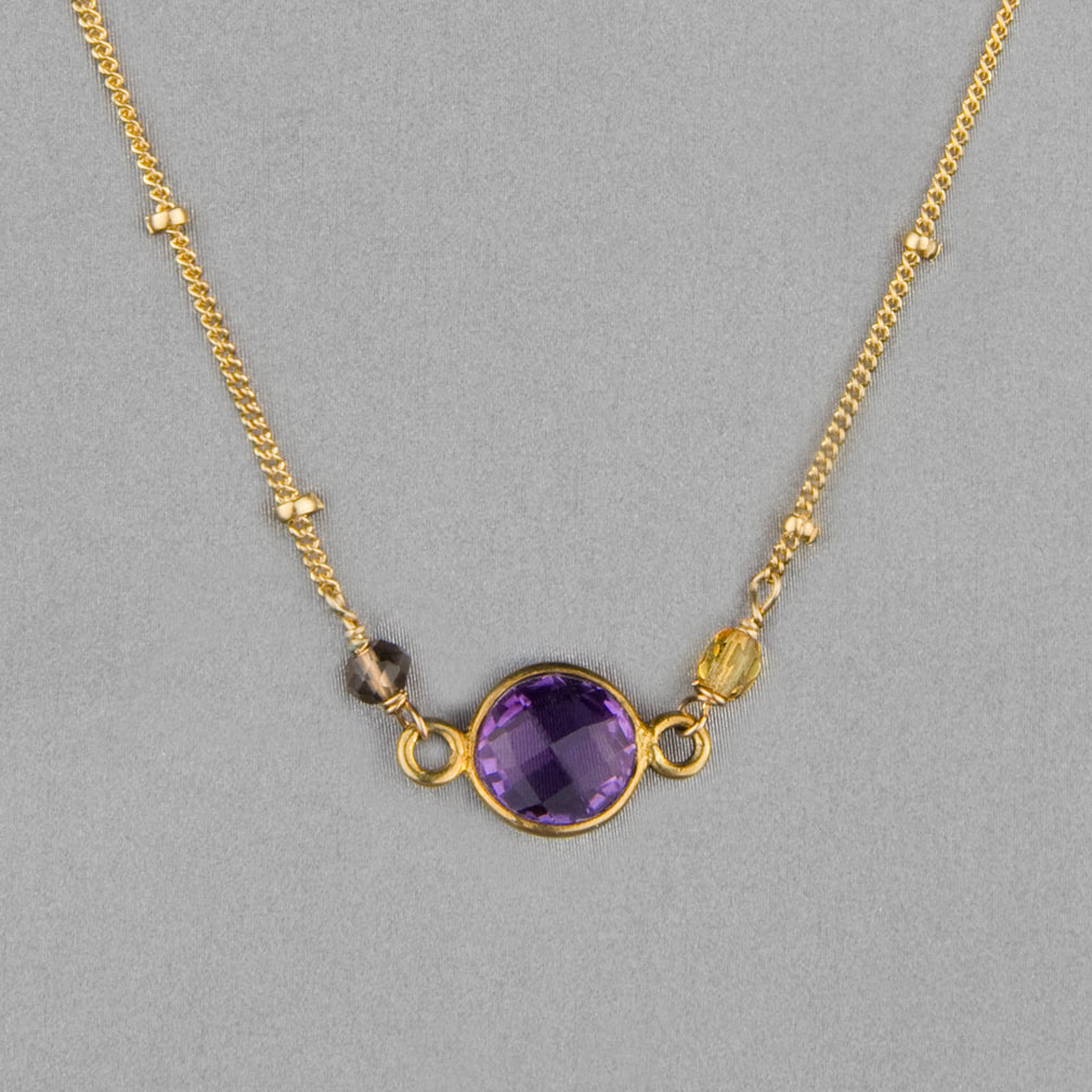 Anna Balkan Necklace: Ally Small Layering, Gold with Amethyst
