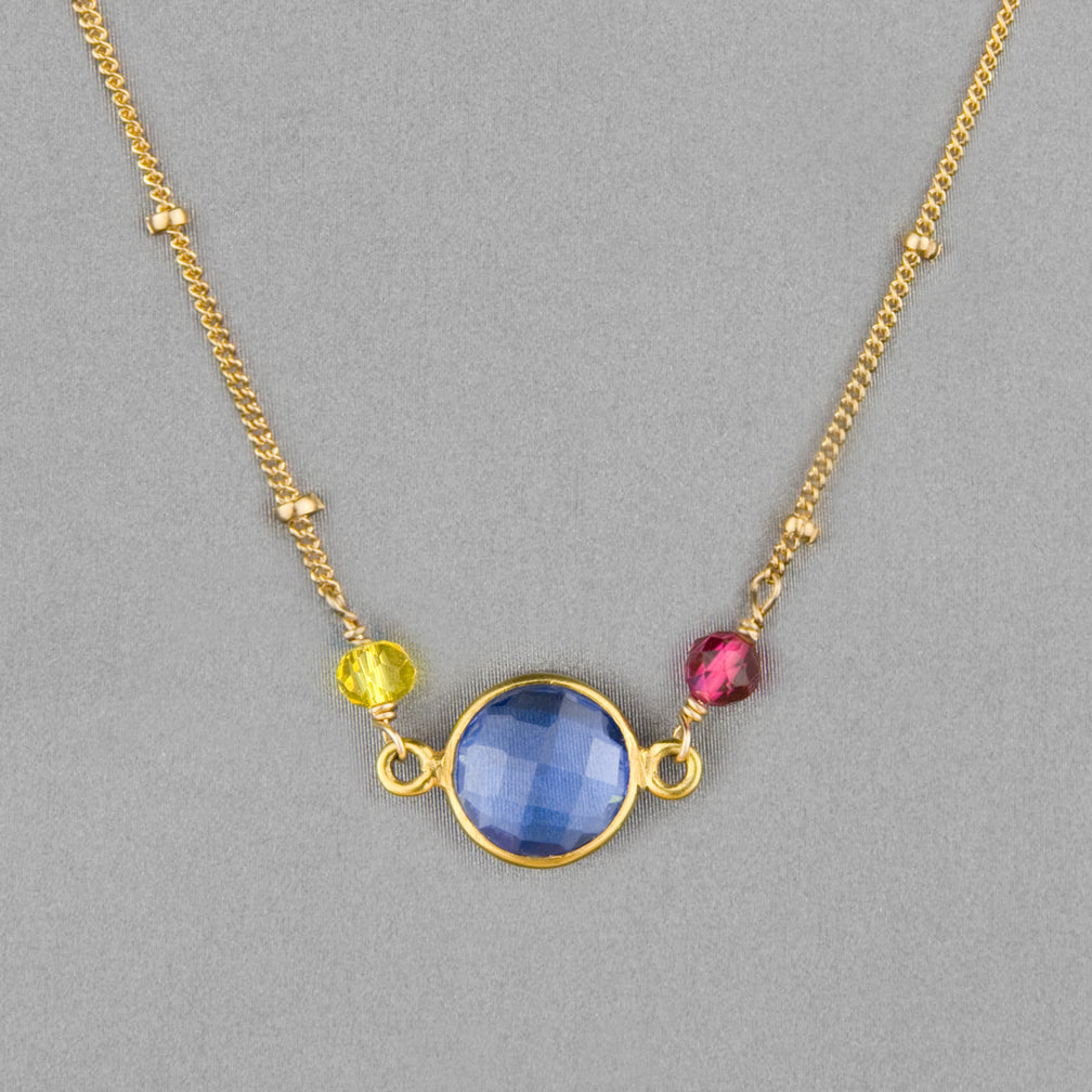 Anna Balkan Necklace: Ally Small Layering, Gold with Blue Quartz
