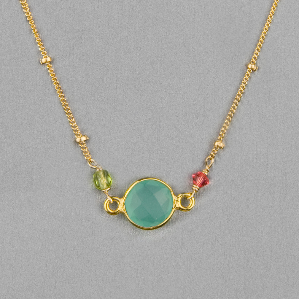 Anna Balkan Necklace: Ally Small Layering, Gold with Chalcedony