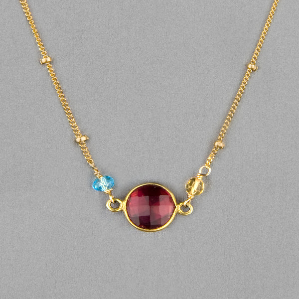 Anna Balkan Necklace: Ally Small Layering, Gold with Ruby Quartz