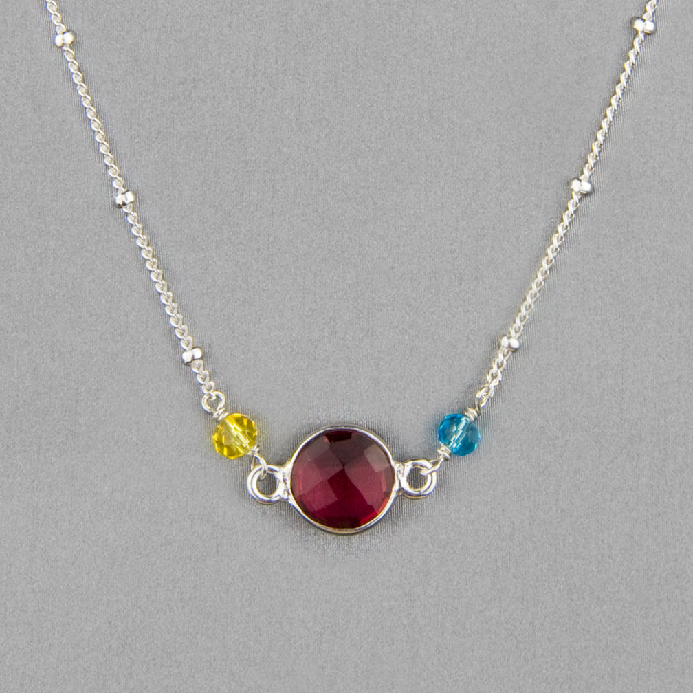 Anna Balkan Necklace: Ally Small Layering, Silver with Ruby Quartz