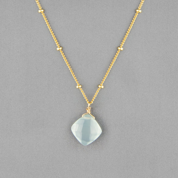 Anna Balkan Necklace: Kylie Single Gem, Gold with Chalcedony