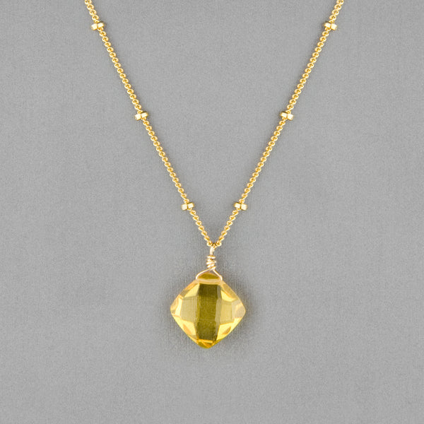 Anna Balkan Necklace: Kylie Single Gem, Gold with Citrine